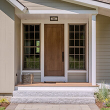 external entryway to a luxury home in Peru, VT